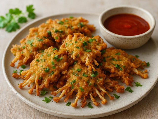 Enoki Mushroom Fritters
