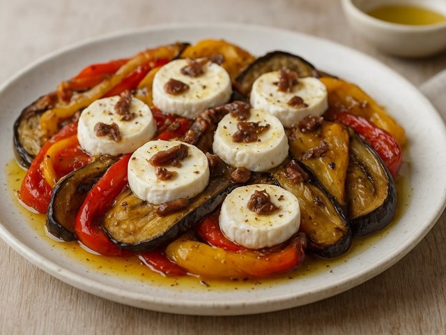 Escalivada With Goats’ Cheese And Anchovies