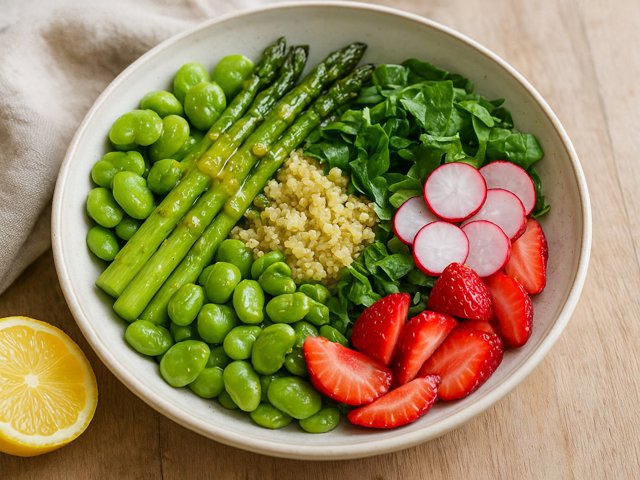 Fava Bean & Asparagus Bowl With Mustard Vinaigrette