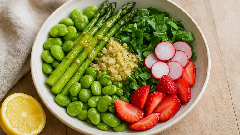 Fava Bean & Asparagus Bowl With Mustard Vinaigrette
