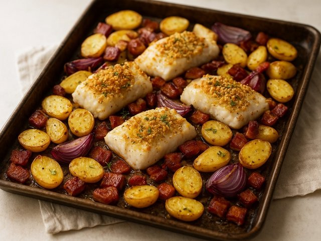 Fish Chowder Sheet Pan Bake