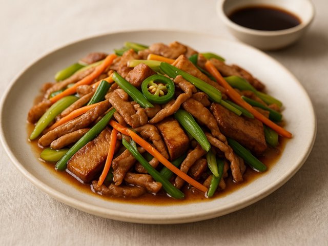 Five-Spice Tofu Gan With Slivered Pork And Celery