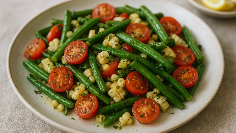 FRESH CORN, GREEN BEAN, AND CHERRY TOMATO SAUTÉ
