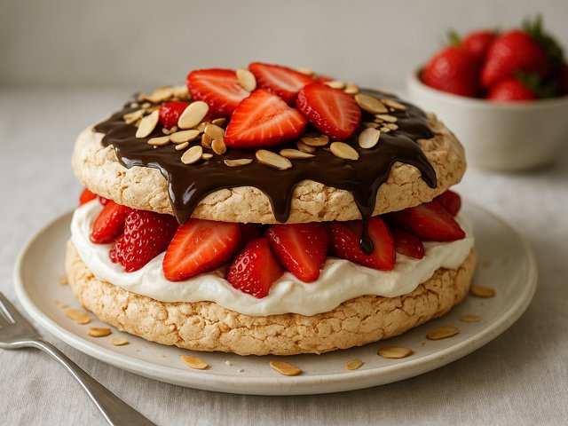Fresh Strawberry Meringue Or Dacquoise