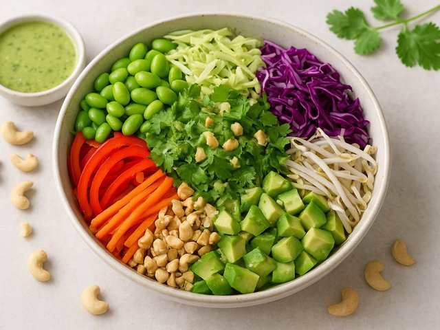 Fresh Thai Summer Bowl With Cilantro-Lime Dressing
