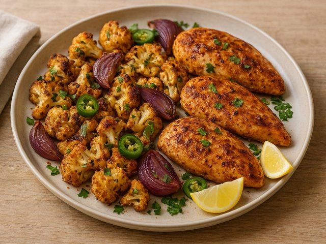 Garam Masala Roasted Chicken & Cauliflower
