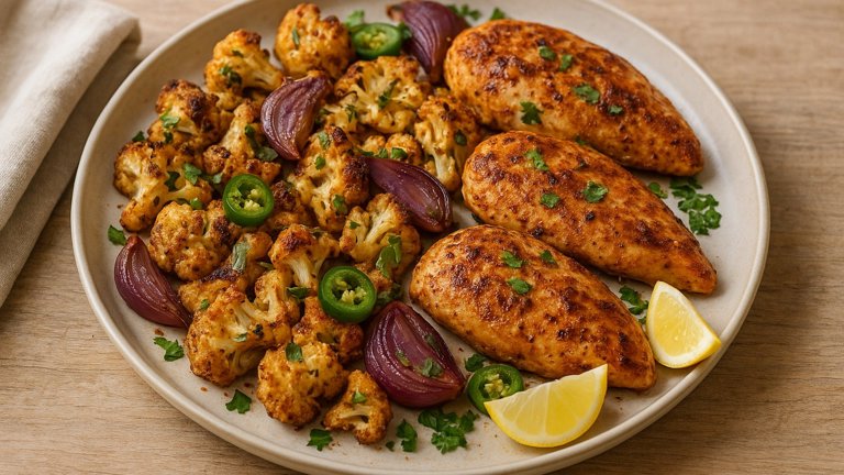 Garam Masala Roasted Chicken & Cauliflower