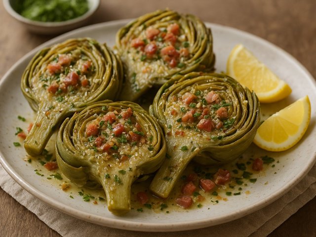 Garlic-Braised Artichokes