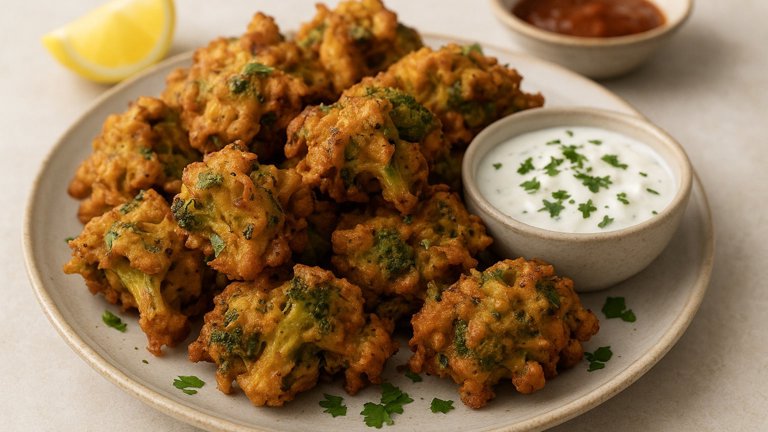 Ginger Beer, Onion And Broccoli Bhajis