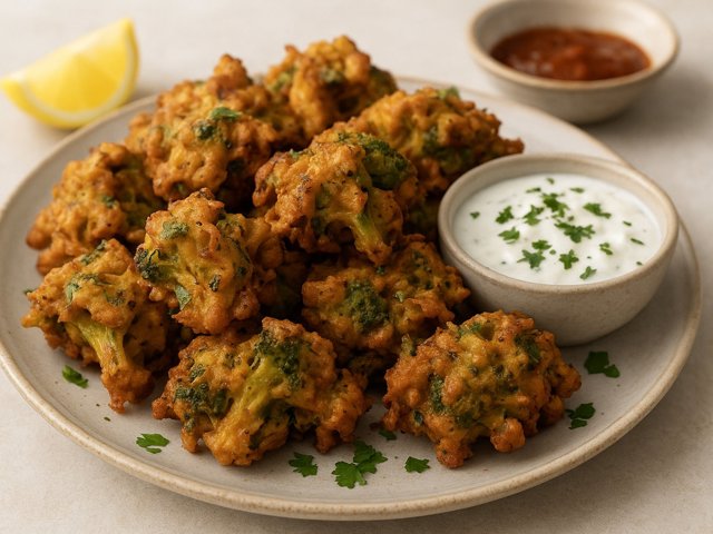 Ginger Beer, Onion And Broccoli Bhajis