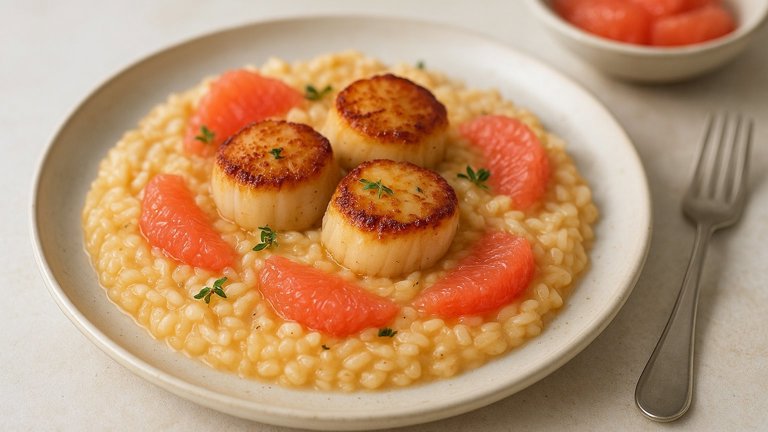 Grapefruit Risotto WITH Seared Scallops