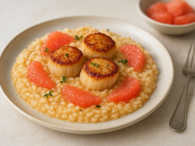 Grapefruit Risotto WITH Seared Scallops