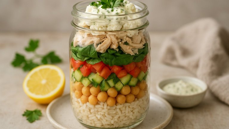 Greek Chicken Chickpea Rice Jar