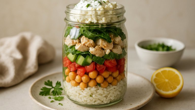 Greek Chicken Chickpea Rice Jar