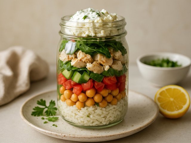 Greek Chicken Chickpea Rice Jar