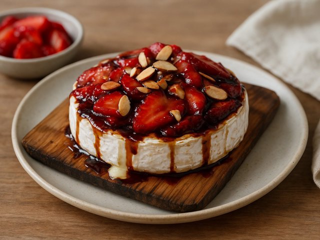 Grilled Cedar Plank BRIE AND Strawberry Balsamic Glaze