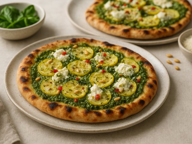 Grilled Green & White Pizzas