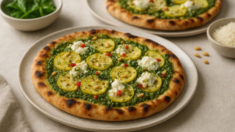 Grilled Green & White Pizzas