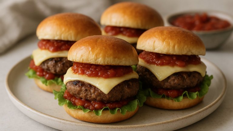 GRILLED LAMB SLIDERS WITH TOMATO CHUTNEY AND HAVARTI