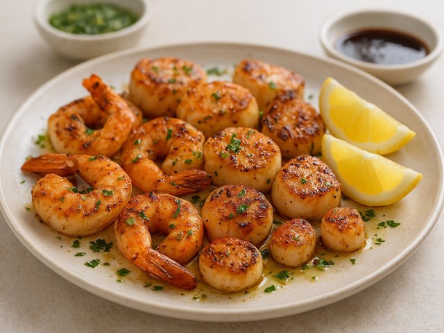 Grilled Or Broiled Shrimp Or Scallops