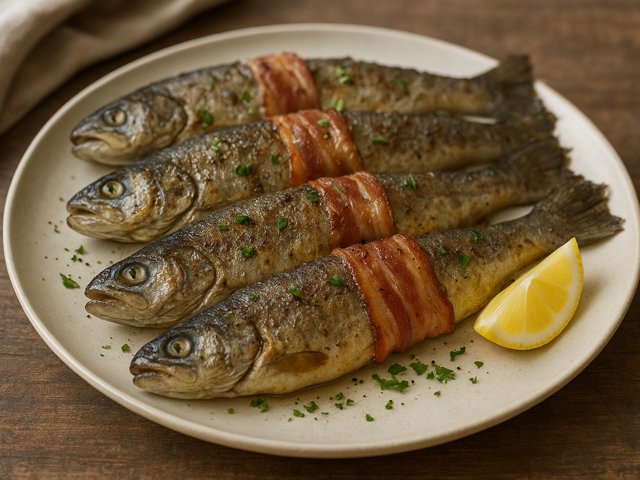 Grilled Or Broiled Whole Trout With Bacon