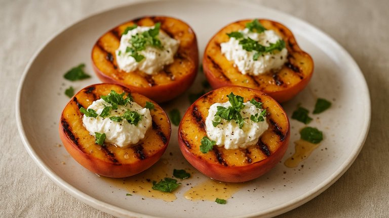 Grilled Peaches With Goat Cheese