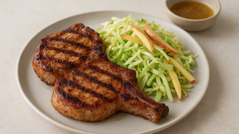 Grilled Pork Chops With Apple Slaw