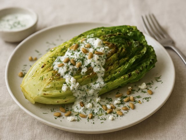 Grilled Romaine Lettuce With Creamy Dill Dressing