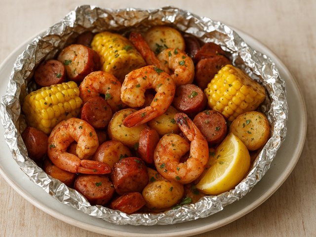 Grilled Shrimp Boil Foil Packs