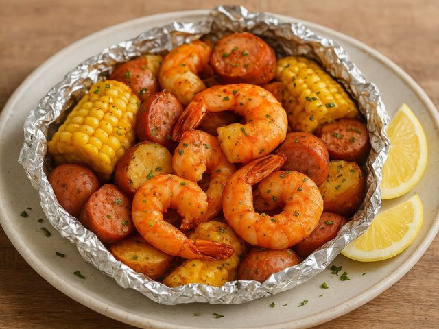 Grilled Shrimp Boil Foil Packs