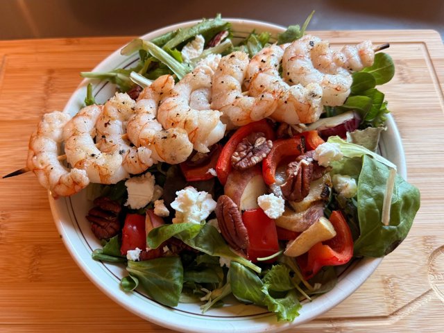 Grilled Shrimp, Peach and Goat Cheese Salad thumbnail