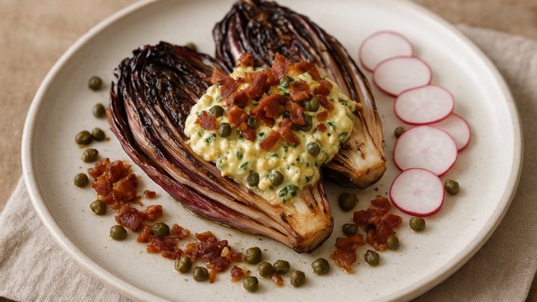 Grilled Treviso With Sauce Gribiche
