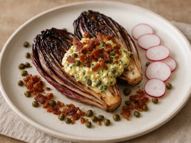 Grilled Treviso With Sauce Gribiche