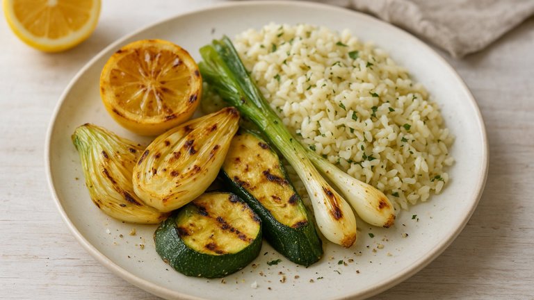 Grilled Vegetables And Lemon-Herb Rice