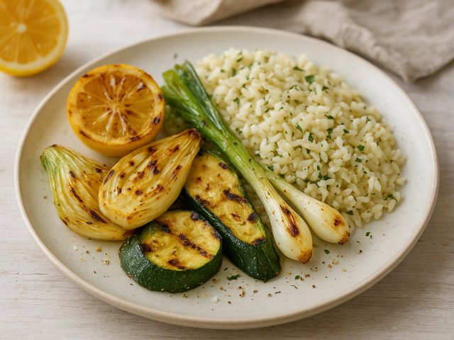 Grilled Vegetables And Lemon-Herb Rice