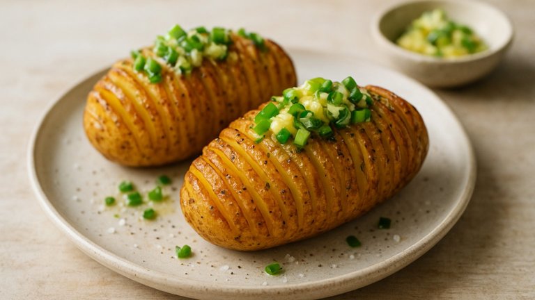 Hasselback Potatoes With Scallion Butter