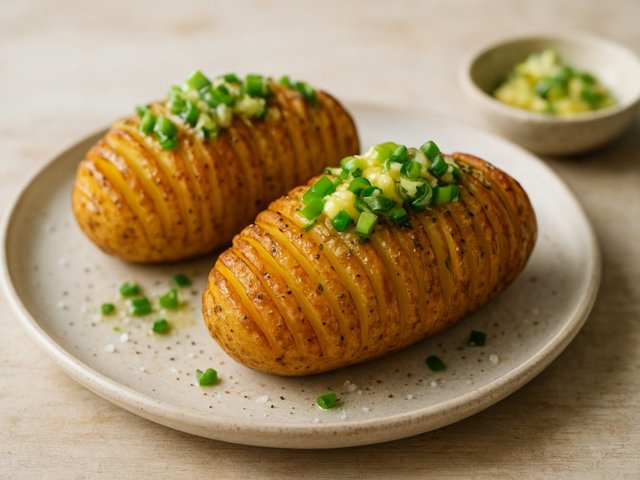 Hasselback Potatoes With Scallion Butter