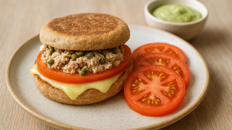 Havarti Tuna Melt with Sliced Tomato