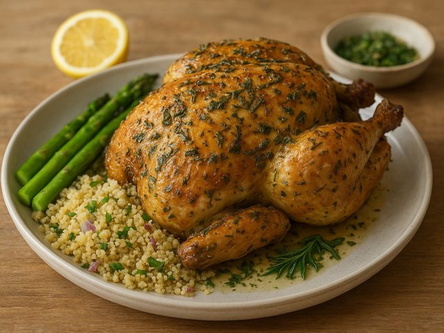 Herb-Roasted Guinea Fowl With Couscous