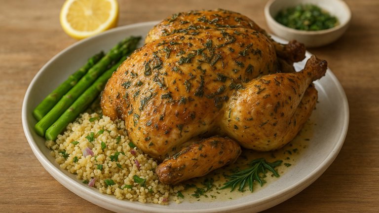 Herb-Roasted Guinea FOWL With Couscous