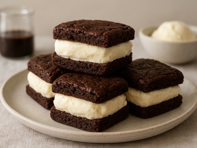 Homemade Fudgy Ice Cream Sandwiches