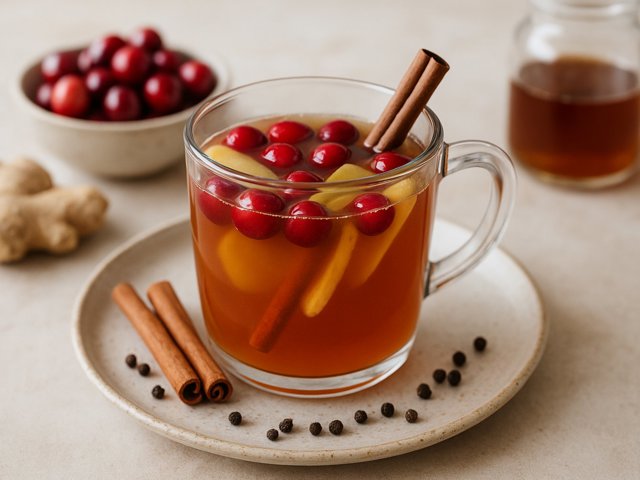 Hot Ginger-Cranberry Cider Cocktail