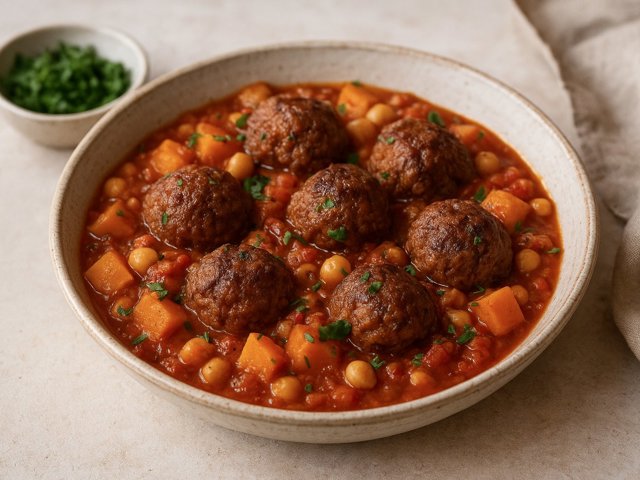 Iberian Meatballs With Spiced Pumpkin And Chickpea STEW