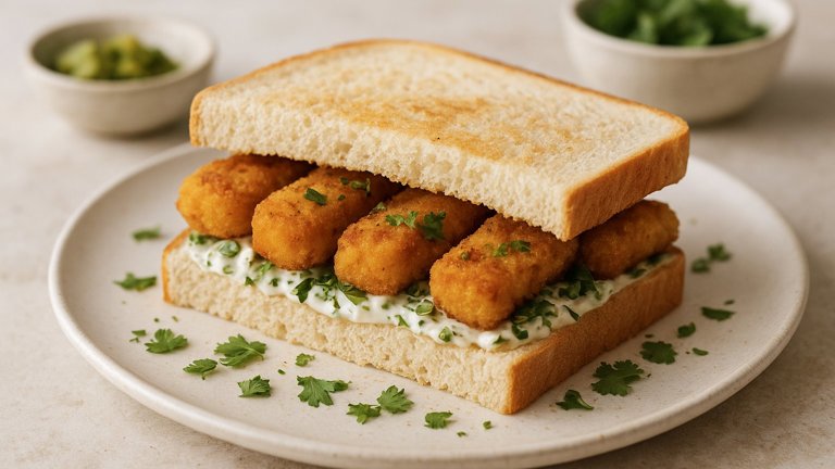 Indian Fish Finger Sandwich