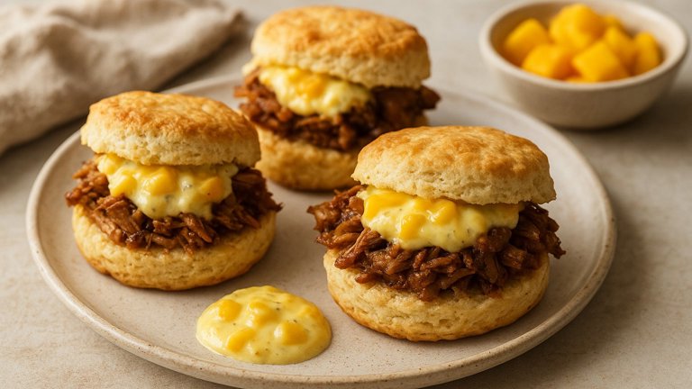 Jamaican Jerk Braised Pork Sliders With Mango Cream Sauce