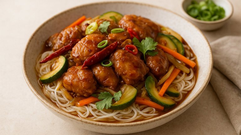 KOREAN BRAISED CHICKEN WITH RICE NOODLES