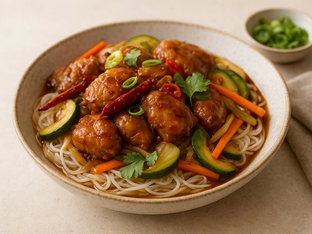 Korean Braised Chicken WITH RICE Noodles