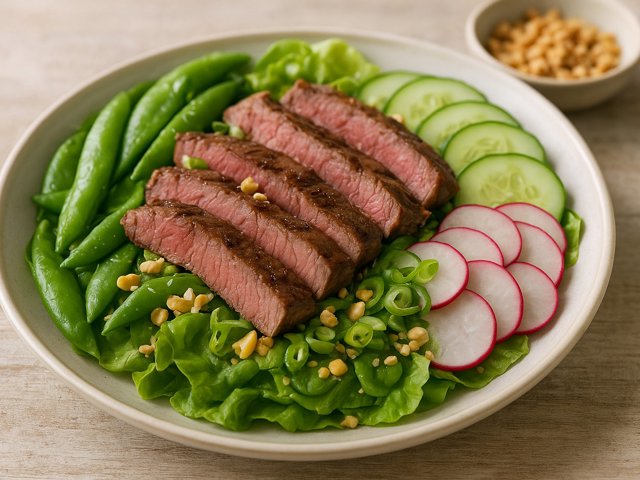 Korean Steak Salad With Sugar Snaps & Peanuts