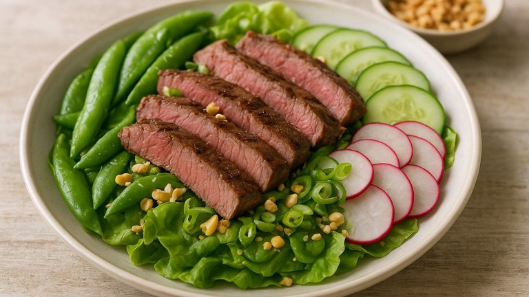 Korean Steak Salad With Sugar Snaps & Peanuts