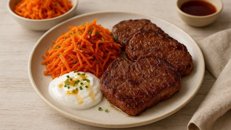 Korean Steaks WITH Carrot Kimchi & Sanjim